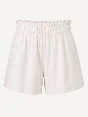 H&M White Linen Blend Shorts Small Elastic Waist Coastal Beachy Summer High Rise